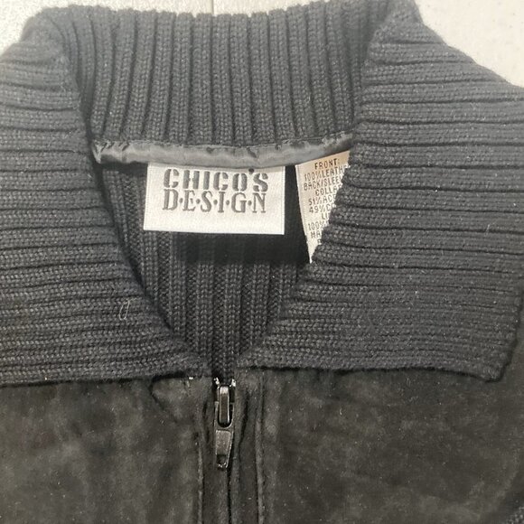 Chico's Design - Black Polyester and Leather Zippered Jacket - RN 79984 - Picture 6 of 10